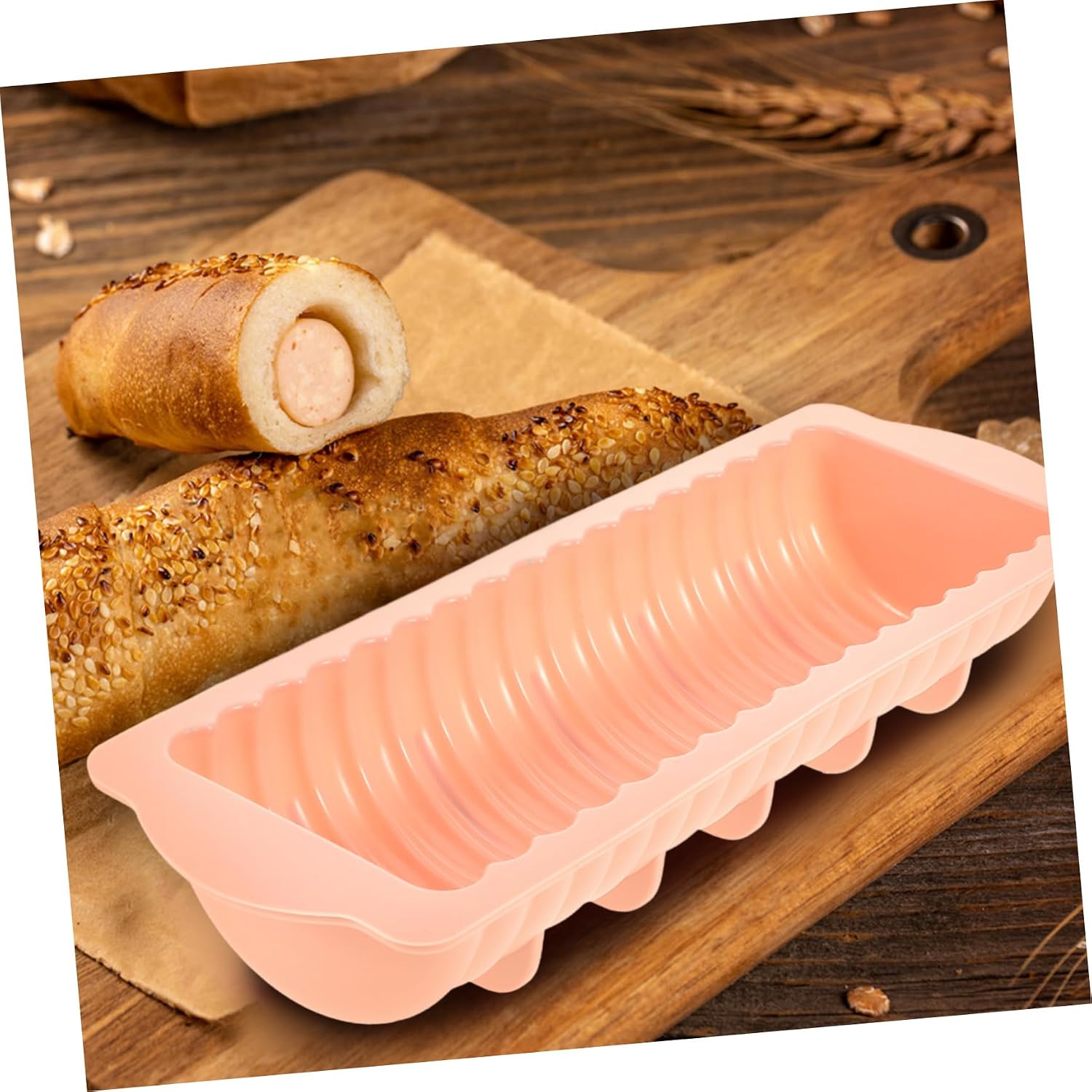 Alipis Bread Molds Silicone Loaf Pan Cake Molding Hot Dog Buns Maker Oven Safe Microwave Reusable Random Color