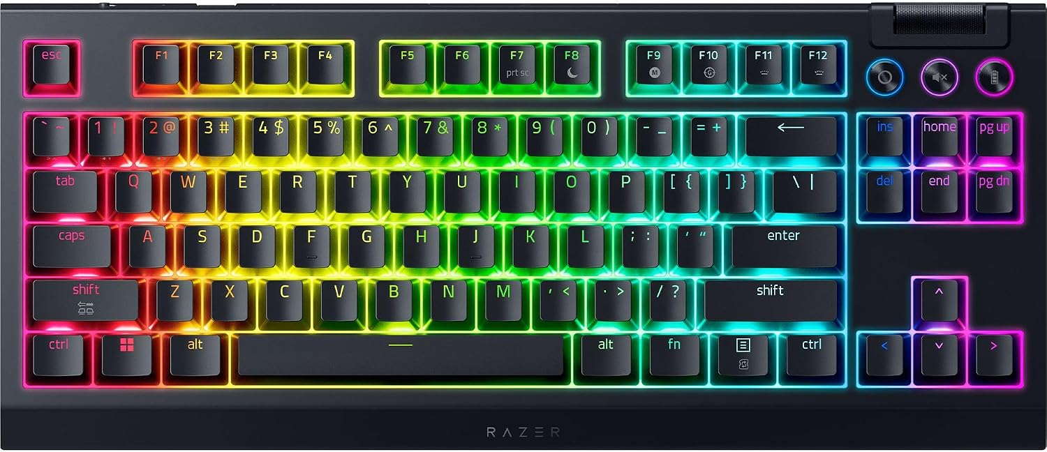 BlackWidow V4 TKL Wireless Gaming Keyboard, Orange Switches | Hot Swappable, Wireless & Bluetooth, Multi-Function Roller & Control Buttons, Chroma RGB, Long Battery Life, HyperSpeed
