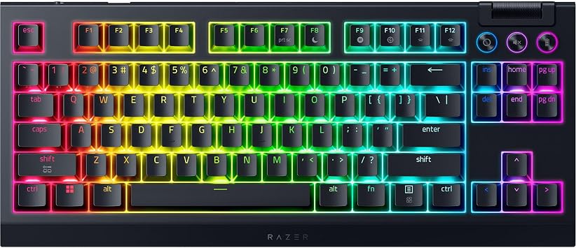Razer BlackWidow V4 TKL Wireless Gaming Keyboard, Orange Switches | Hot Swappable, Wireless & Bluetooth, Multi-Function Roller & Control Buttons, Chroma RGB, Long Battery Life, HyperSpeed