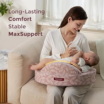momcozy Memory Foam Nursing Pillow, High-Rebound Support, Cotton Pink
