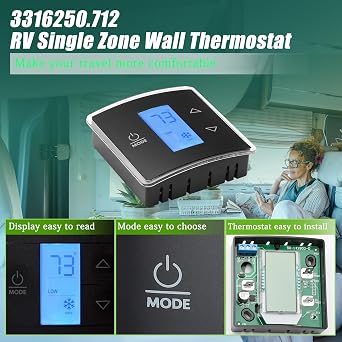 RV Thermostat Ctrl Kit, Acrylonitrile Butadiene Styrene (ABS), Black