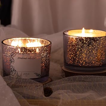 Simeitol 16 OZ Purple Candle Jars for Making Candles 6 Pcs، Glass Candle Jar with Lids - Empty Candle Jars Bulk with Sticky Warning Labels - for Home Decor، Wedding، Christmas Decorations