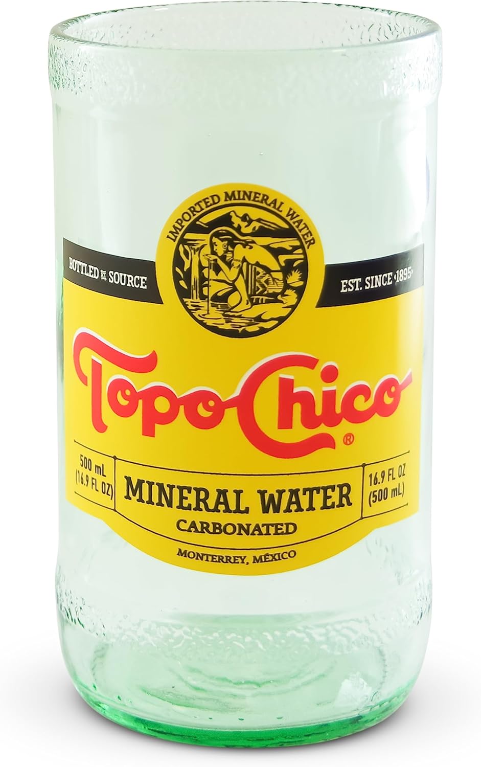 Topo Chico Drinking Glasses 12 Fl Oz Fire Polished Smooth Rim Upcycled (Set of 2) Gift - Glassware Sets - Glass Tumbler - Water Cocktail Wine Whiskey Tequila Glass - Cup - Recycled Drinkware