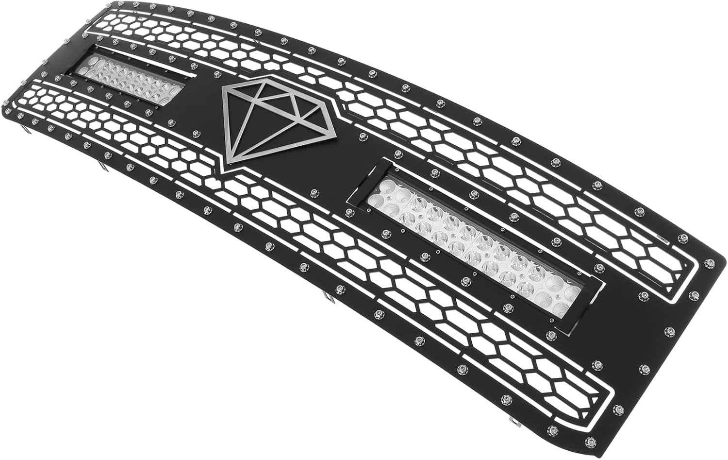 APS Compatible with Chevy Silverado 2500HD 3500HD 2015-2019 Main Upper Black Mesh Rivet Studs Front Grill Grille Insert CL6333K
