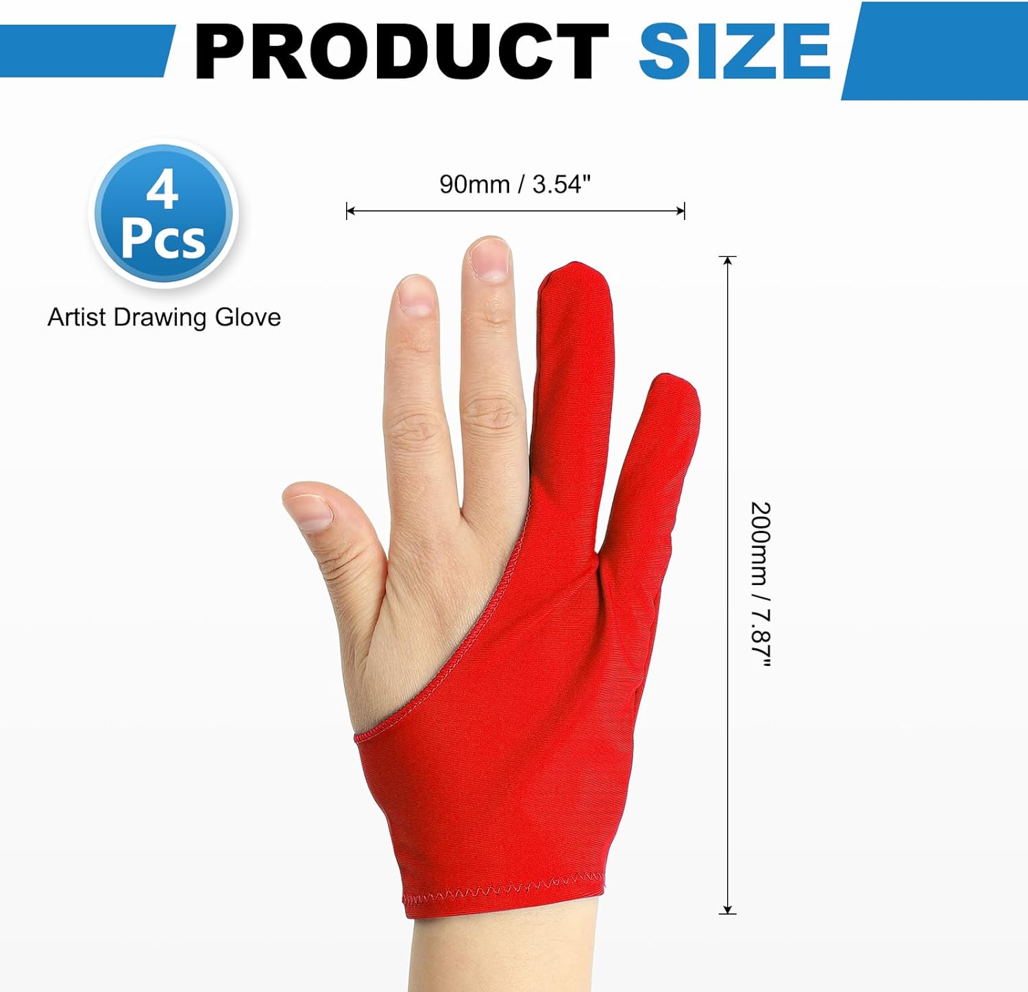 Artist Drawing Glove Smooth Elasticity Breathable, Graphics Painting Glove with Two Finger for Right/Left Hand