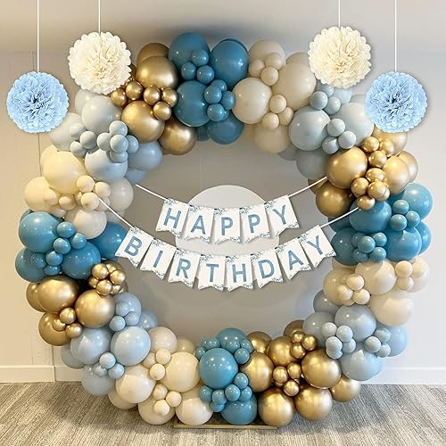 Miniatura 4 de Decoración de cumpleaños azul y blanco