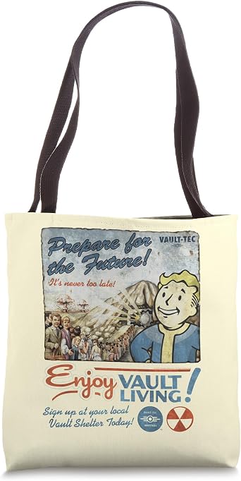 Fallout Video Game Enjoy Vault Living Vault-Tec Retro Ad Tote Bag