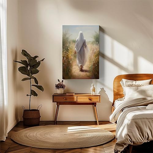 Vista 96 de Arte de pared de acuarela de Jesús, pintura en lienzo cristiano, imágenes de las Escrituras, decoración de pared, póster con versículos bíblicos