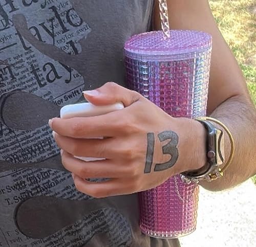 Miniatura 5 de 20 calcomanías temporales de tatuajes número 13, 13 tatuajes de mano, accesorios para conciertos, rave, regalos para cantantes, canciones inspiradas