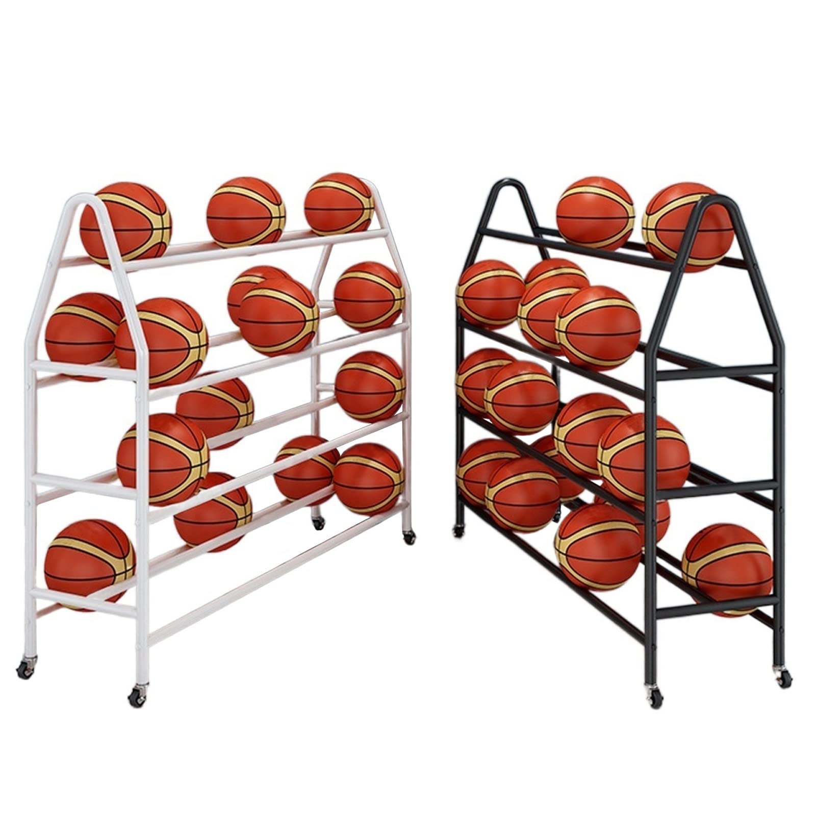Chariot à balles en acier à 4 couches pour le stockage de basket-ball et volley-ball