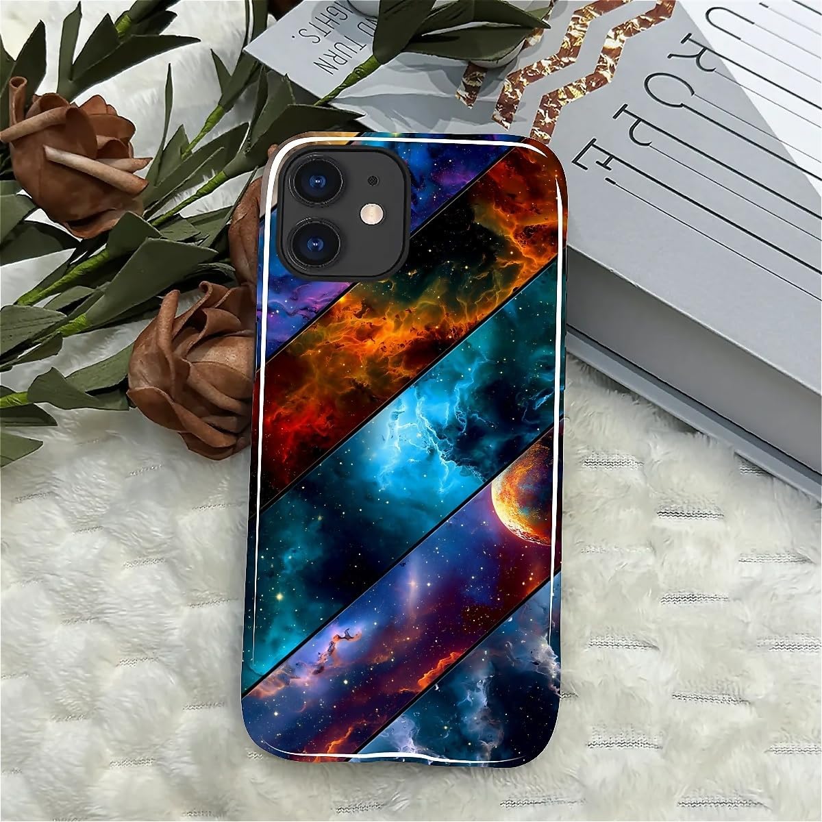 Compatible with iPhone 11 Case,Glossy 2-in-1 Sleek All-Inclusive Dual-Layer Material Soft TPU + PC Back for Nebula Star Planet Vertical Stripes thumbnail