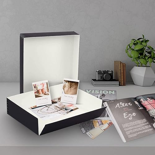 Vista 121 de Lineco, Caja de almacenamiento de archivos de museo de color tostado de 9 x 12 pulgadas, diseño frontal caído. Sin ácidos con borde de metal.