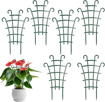6 Pack Trellis for Potted Plants, Stackable Small Plant Trellis for Indoor Climbing Plants, Potted Plant Trellis for Houseplants, Mini Plastic Garden Trellis for Hoya, Pothos, Ivy, Vine Support