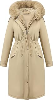 Women Winter Parka Puffy Coat,Puffer Jacket with Long Fur Collar Hooded,Thicken Warm Bubble Overcoat for Deep Cold