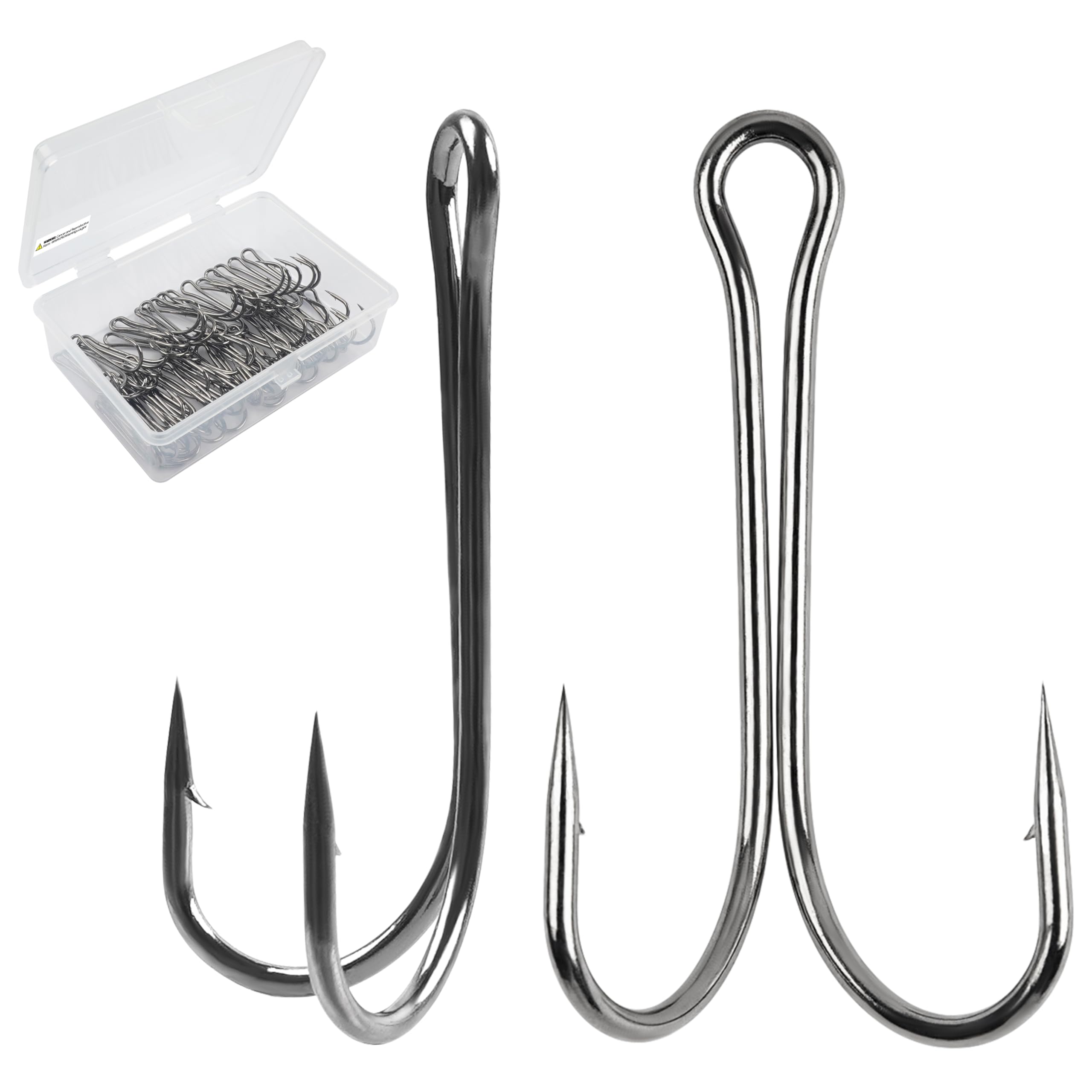 OROOTL Double Fishing Hooks, 50pcs Classic Frog Hooks High Carbon Steel Double Hook Fishing Barbed Open Shank for Saltwater Freshwater
