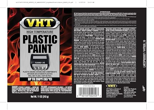Miniatura 2 de VHT Duplicolor ESP820007 - Pintura plástica de alta temperatura, color negro, 11 onzas fluidas