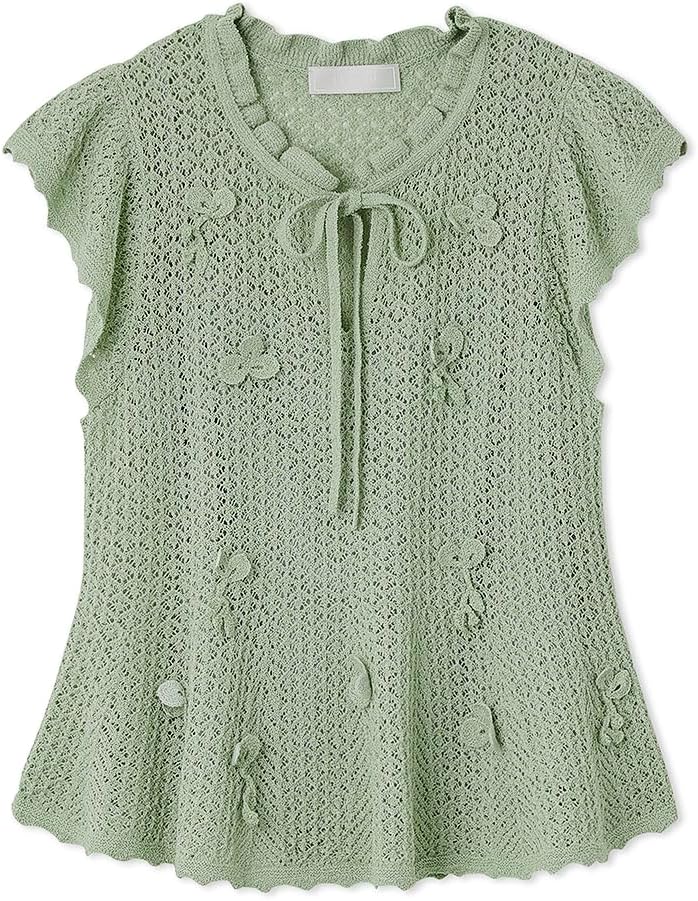 Amazon | [セルフォード] フラワーモチーフクロッシェニットプル