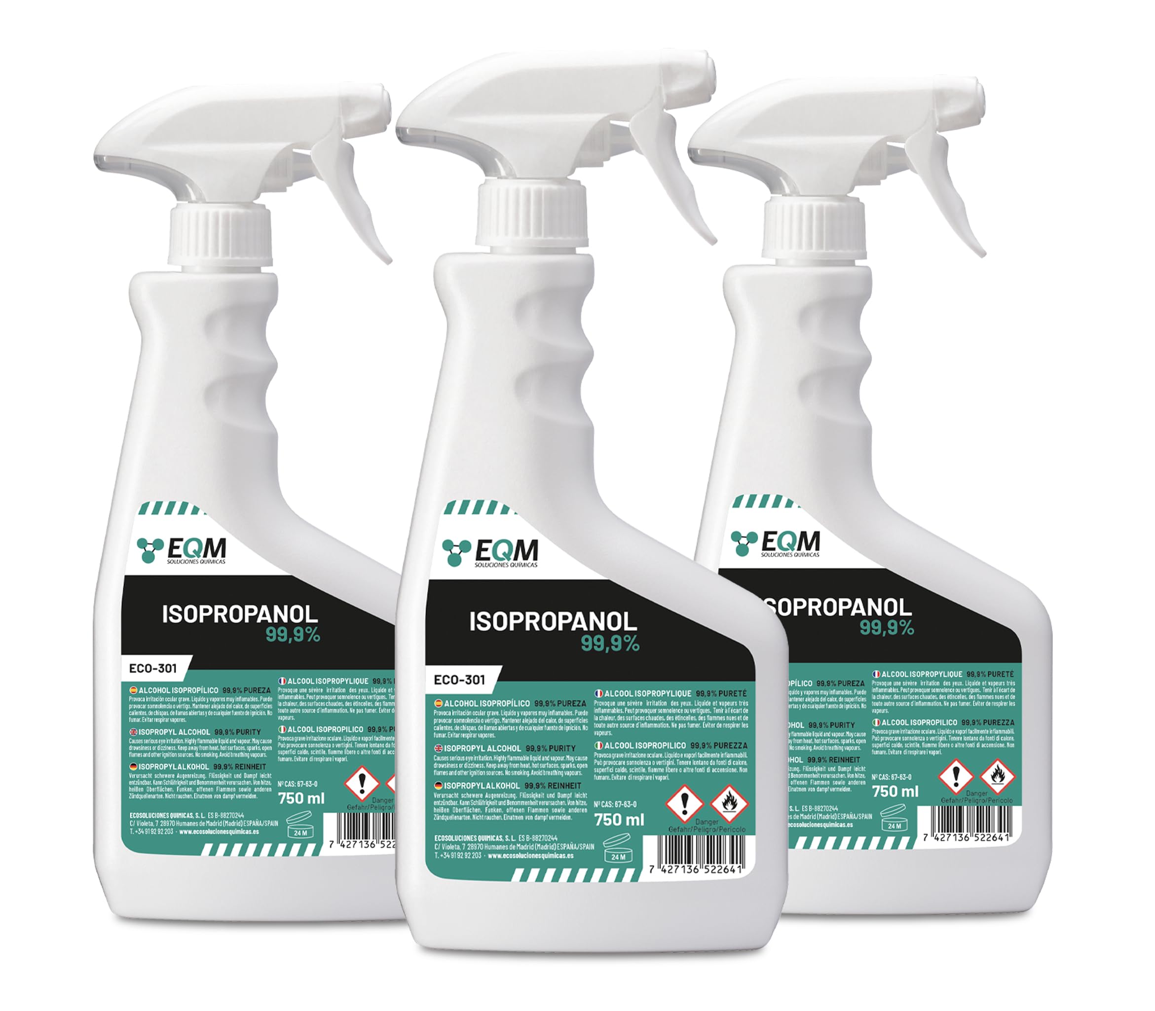 EQM - ECO-301 - Alcohol Isopropílico 99,9% - 500 ML - Isopropanol - Limpieza componentes electrónicos, objetivos y pantallas - Limpieza de resinas en impresión 3D - Limpiacristales y desengrasante — view 17