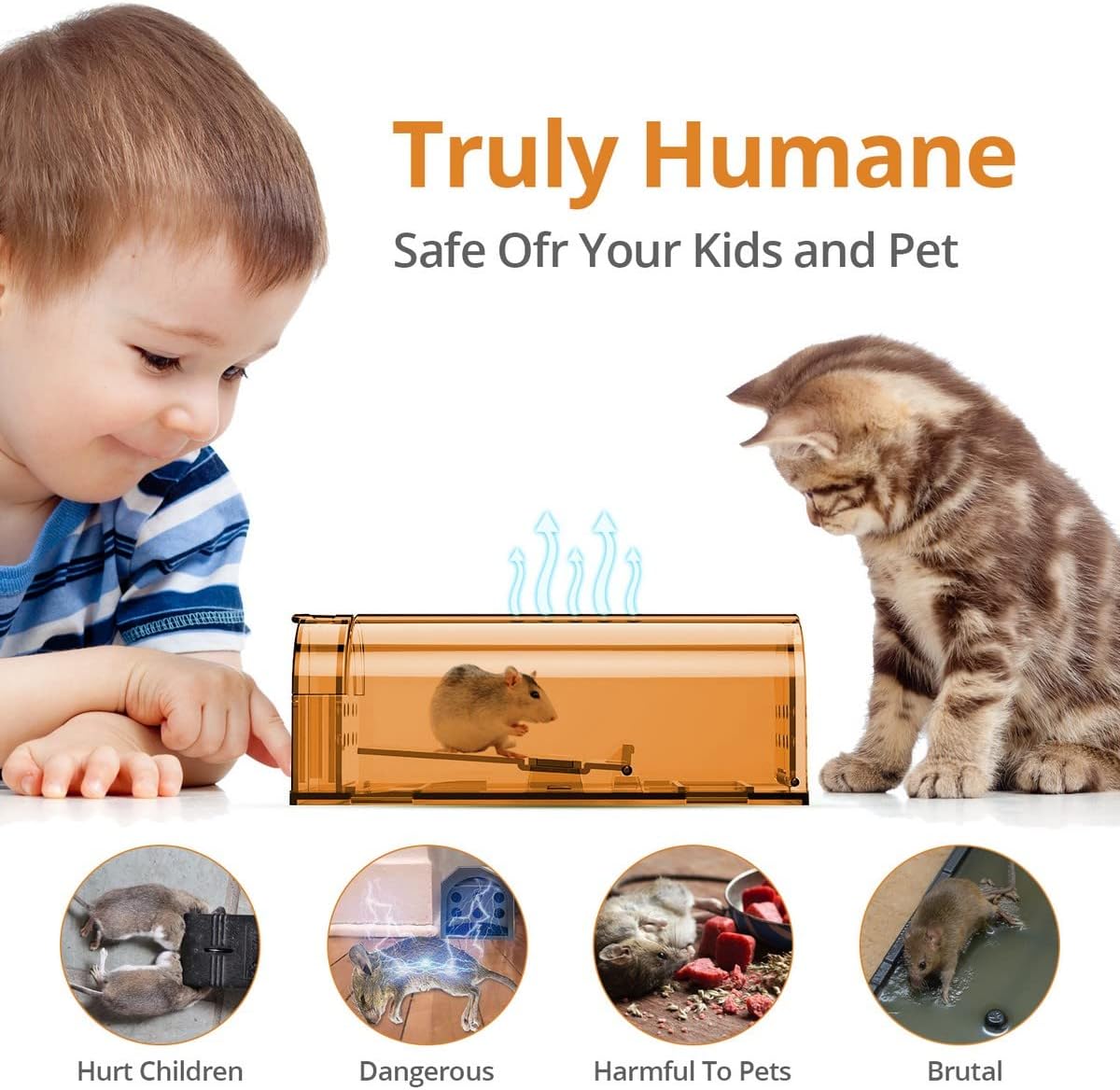 Mouse Trap, Humane Mouse Trap, Easy to Set, Mouse Catcher Quick Effective Reusable and Safe for Families -2 Pack
