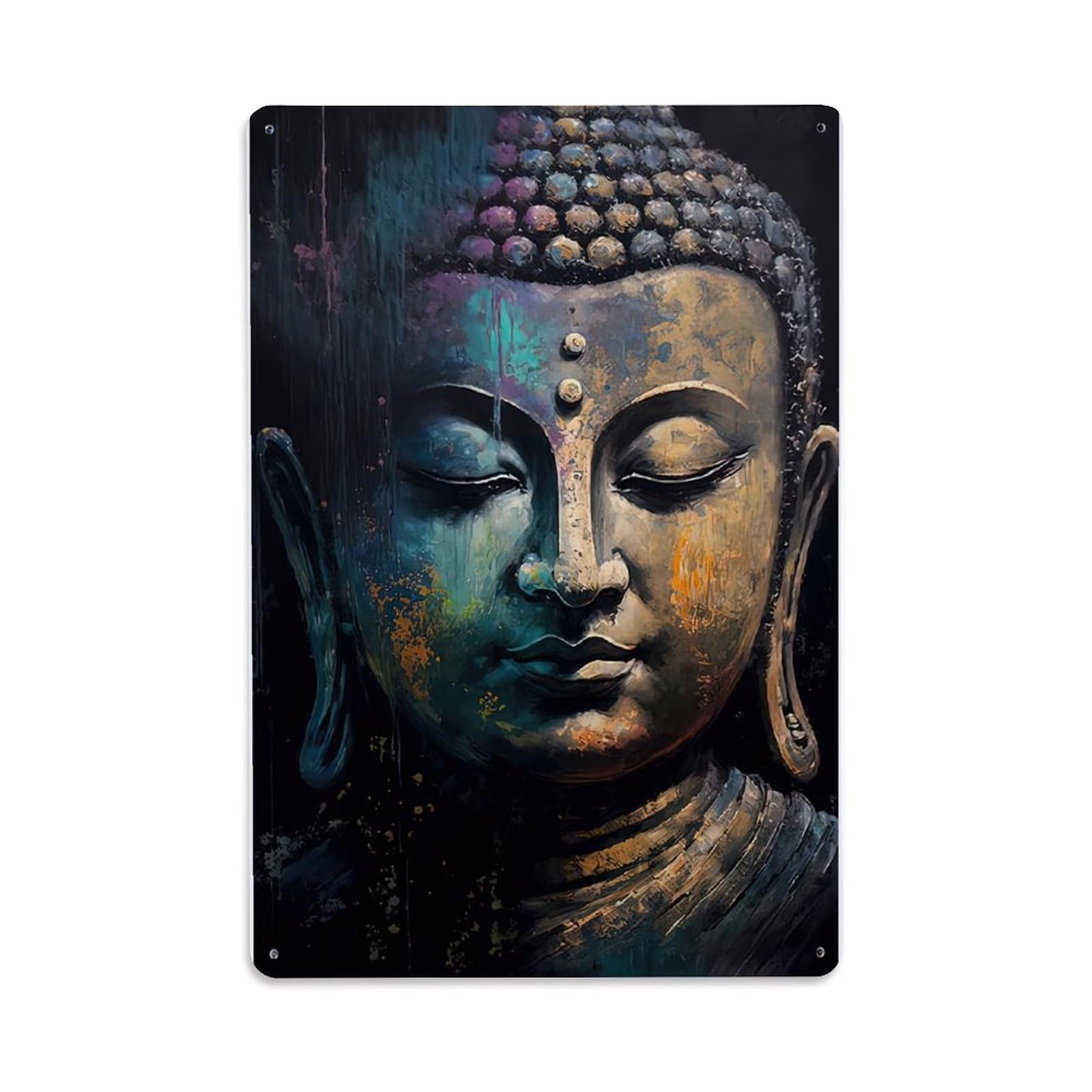 Zen Lotus Buddha Metal Tin Sign Plaque Wall Decor for Cafe, Club Bar, Office, Home Garden Metal Poster 8x12Inch
