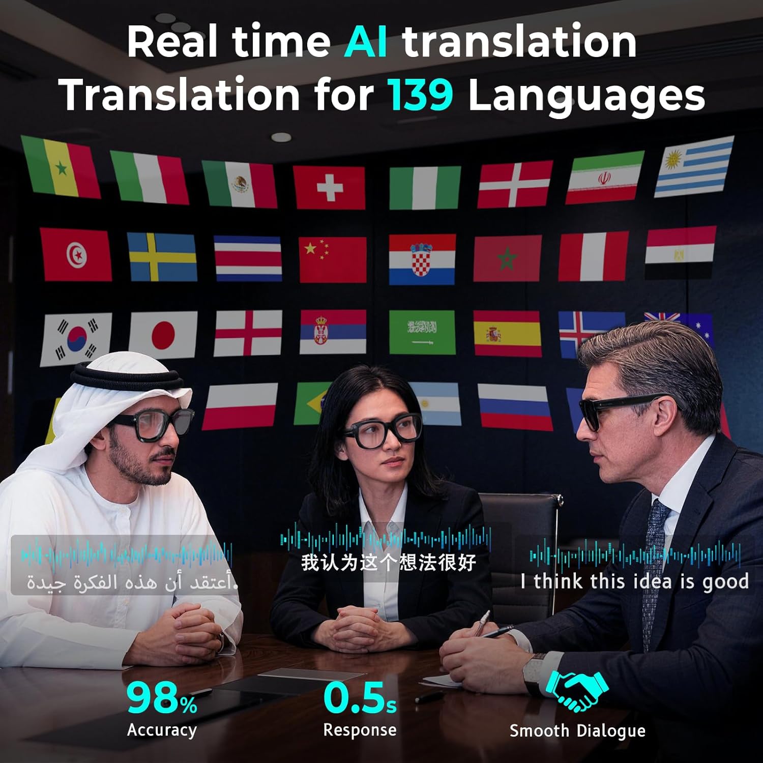 AI Smart Glasses with Camera, 8MP HD Camera Glasses for Men,Women, BT Call and AI Voice Control, Real-Time Translation, Open-Ear Audio, Object Recognition for Driving,Outdoor,+3 Lenses