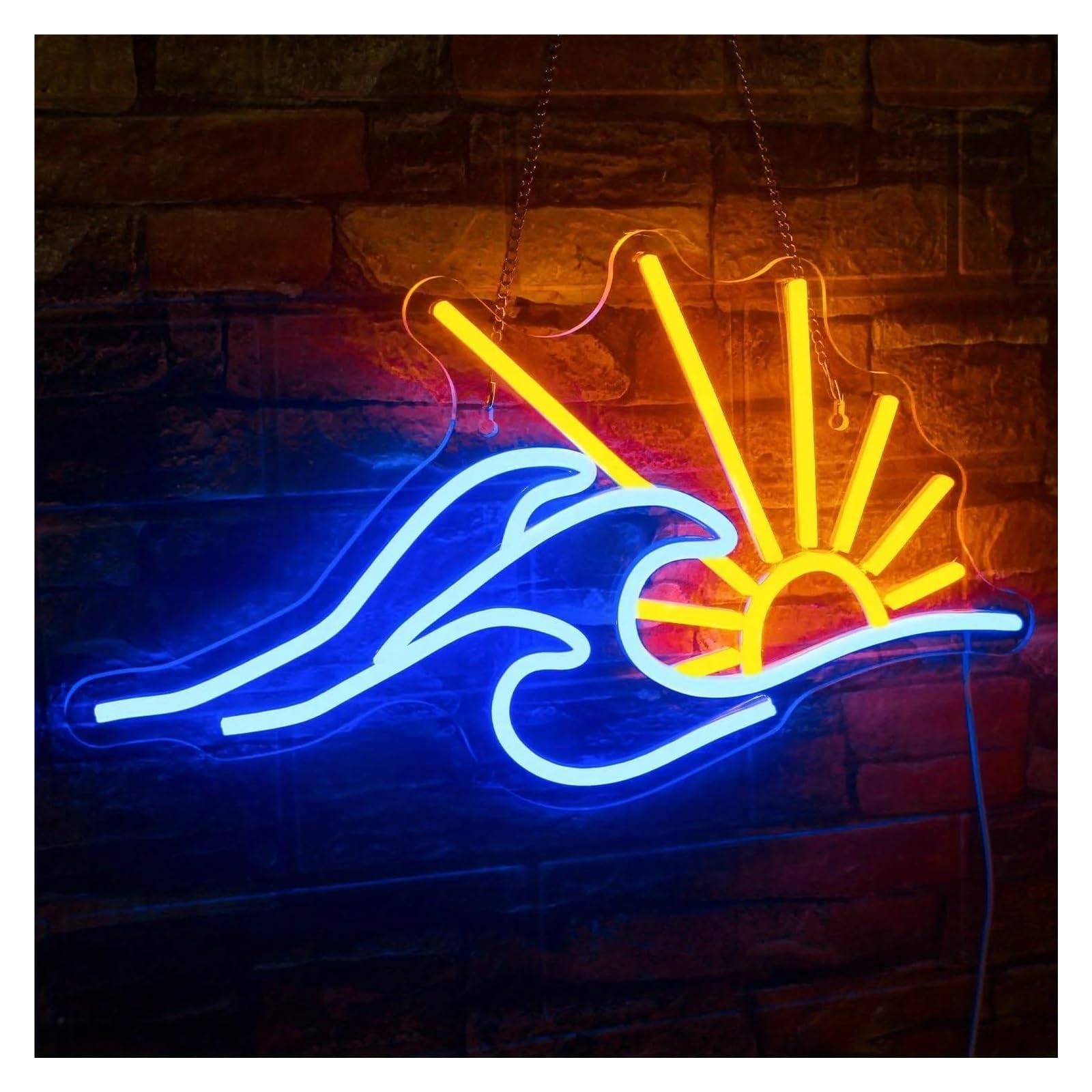 SHOUXI Sign Lamp Sunrise Sunset Neon, Dimmable Sunrise Ocean Sun Neon, for Bedroom, Living Room, Kitchen 42x24cm