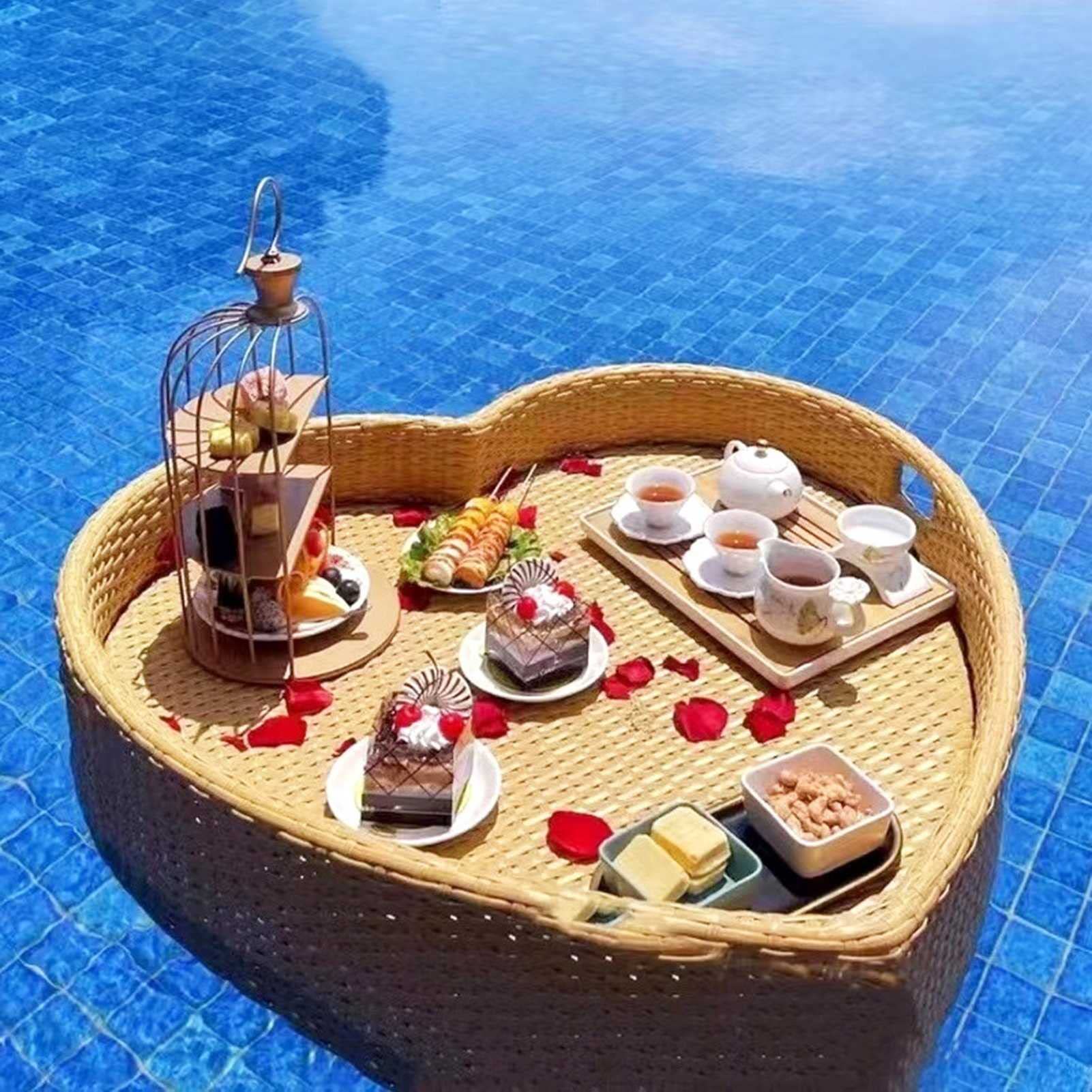 DDNGEJ Bandeja Flotante de Lujo Flotante para Servir Mesa y Barra con Asas, Bandeja Flotante para Servir Bebidas en la Piscina, flotadores de Piscina para Adultos para Bancos de Arena, SP