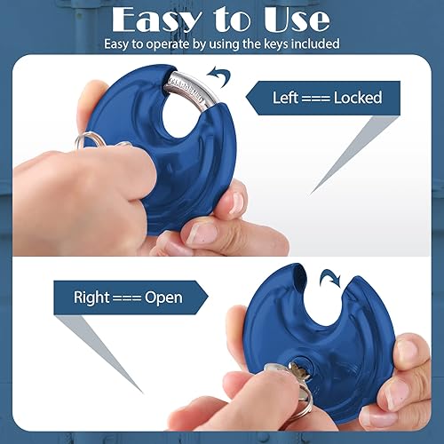 Miniatura 4 de Shimeyao 10 candados con llave igual, de acero inoxidable, con el mismo bloqueo de disco de 2-34 pulgadas de ancho y 38 pulgadas de diámetro,