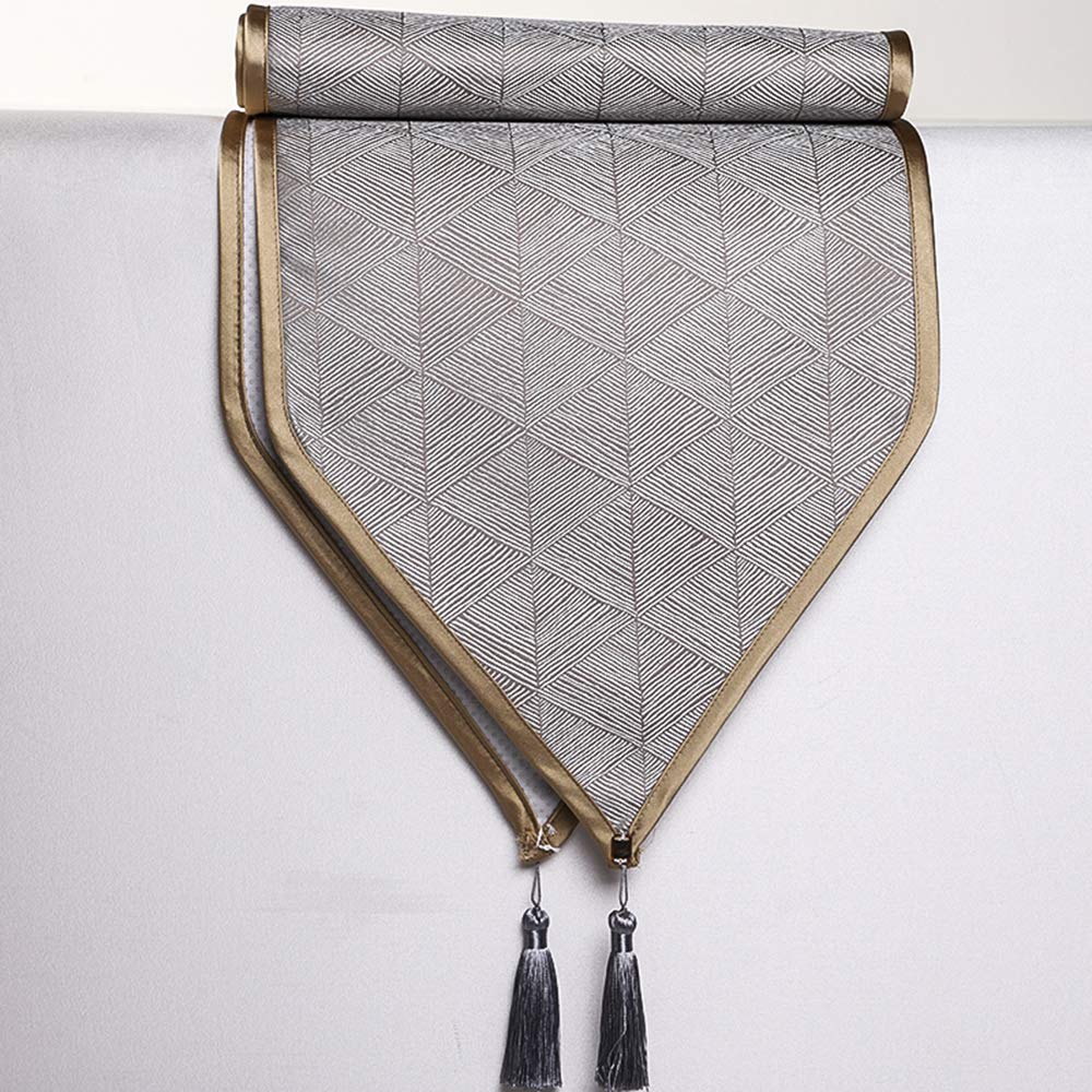 LIZHAIMING Table Runner Home Tablecover Decorative, Classic Table Bedding Mat Dining Room Party Holiday Decoration, Non-Slip, Waterproof And Oil Resistant,Silver gray,12" x 87"