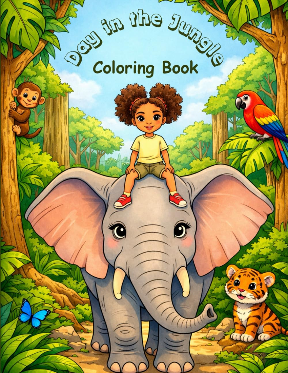 Day in the Jungle: Amagical jungle Coloring story book for Little explorers.