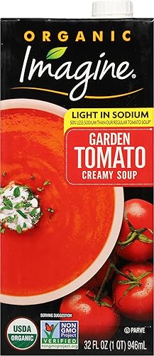 Imagine Sopa cremosa orgánica tomate de jardín de sodio ligero 32 onzas