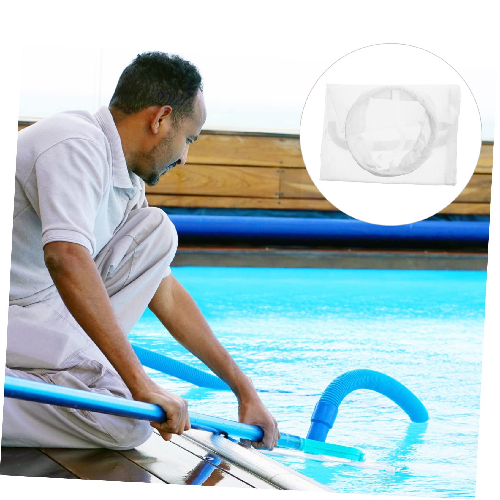 Sosoport 2pcs Swimming Pool Filter Bag Vacum Cleaner Pool Leaf Bag Pool Filter Sock Pool Vacuum Pole Pool Saver Socks Vaccuum Cleaners Pool Cleaning Bag Paint Filter Supplies Nylon White