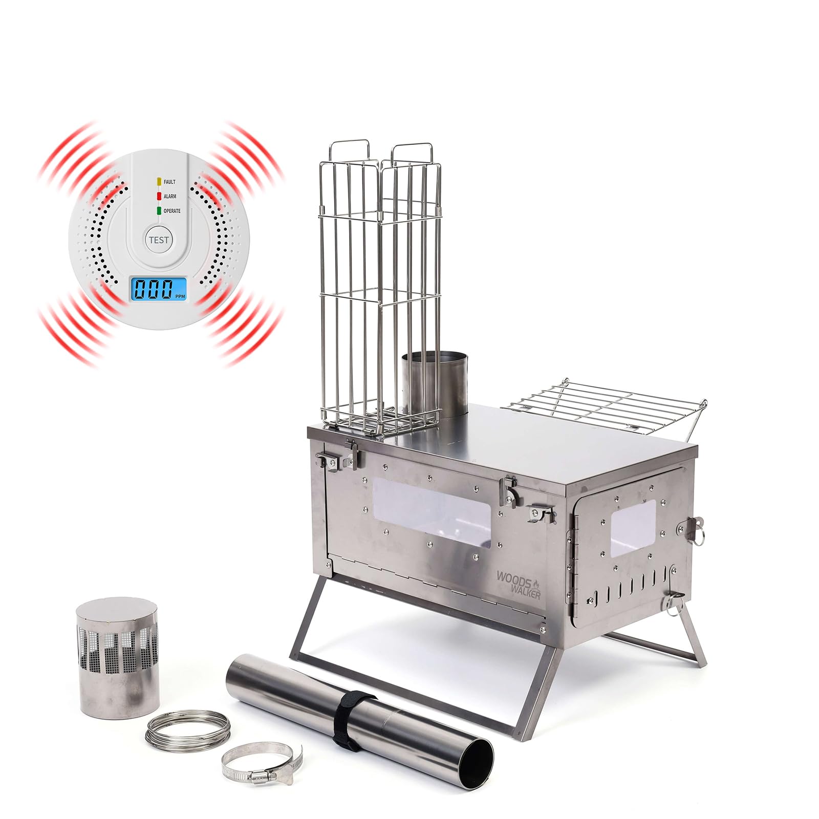 woods walker Titanium hot Tent wood Stove oven folding portable log winter camping foldable ultra light hiking cooking bbq Chimney, Grill, backpacker