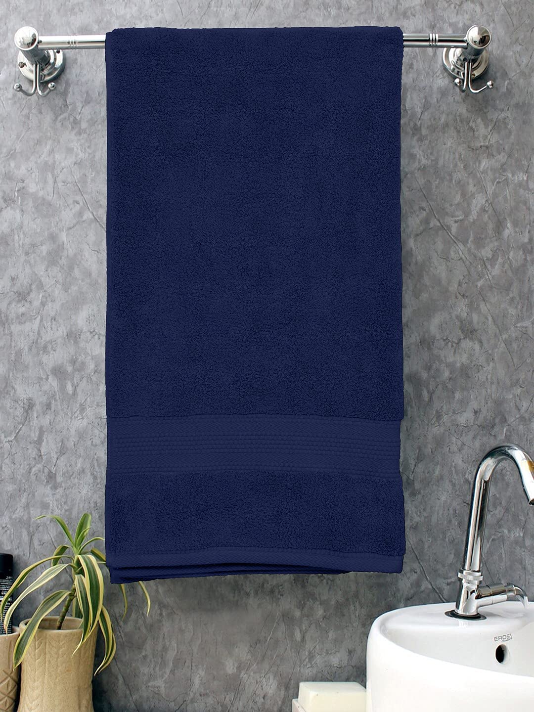 Bombay Dyeing Super Ultrx Zero Twist Plain Dyed 650 GSM Cotton Bath Towel - Ultrx Navy-image-4