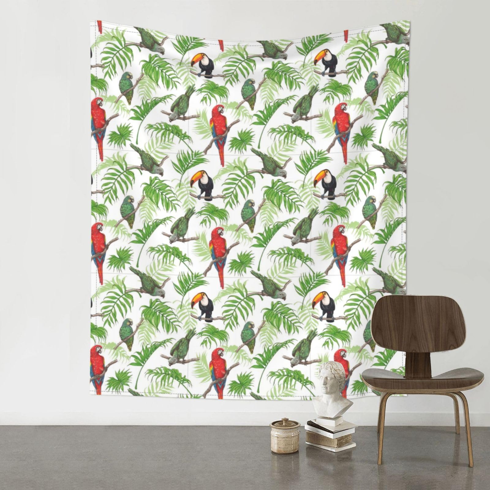 YYHHAOFA Parrot Birds and Tropical Tree Prints 60x51in Wall Tapestry - Durable Polyester Throw Blanket for Dorm Decor, Beach Picnics & Versatile Room Layering