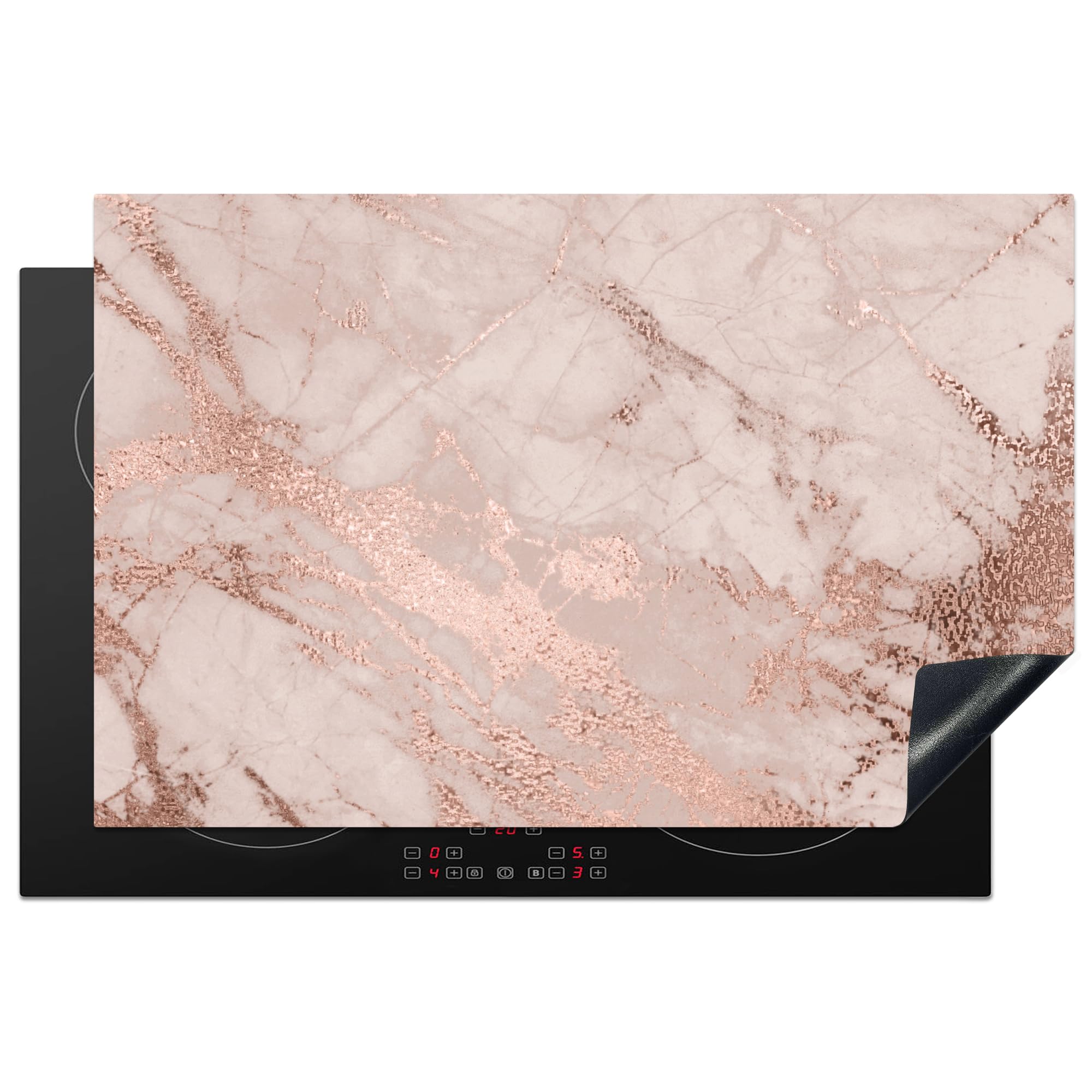 KitchenYeah© Induction Hob Protector Mat 20.5"x31.5" / 80x52 cm Cooker Top Protectors Cover Ceramic Covers Electric Hobs Vinyl Marble - Pink - Luxury - Marble Look - Glitter - Design