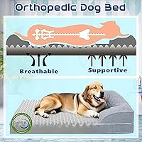 Vista 4 de Orthopedic Dog Bed, Dog Beds for Large Dogs Pet Bed Waterproof Dog Bed with Washable Removable Cover, Rectangle Dog Bed with Sides Bolster Dog Bed