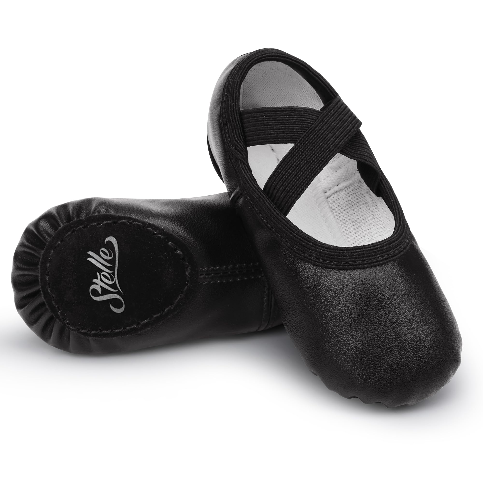 Stelle Girls Boys PU Leather Ballet Shoes Women Lace-Free Dance Slippers for Toddler/Little Kid/Big Kid/Women