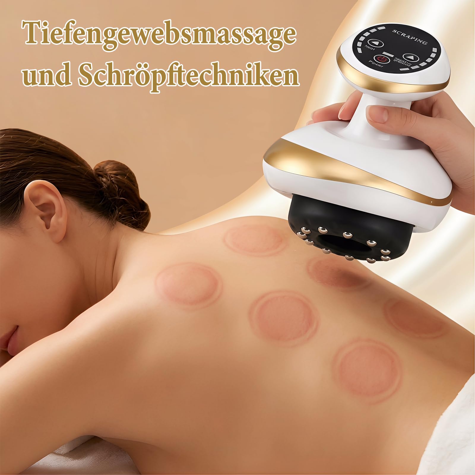 Cellulite Massagegerät, Schröpfgerät Elektrisch mit Vakuum, Gua Sha, Rotlicht und Blaues Licht, 9 Stufen für Ganzer Körper