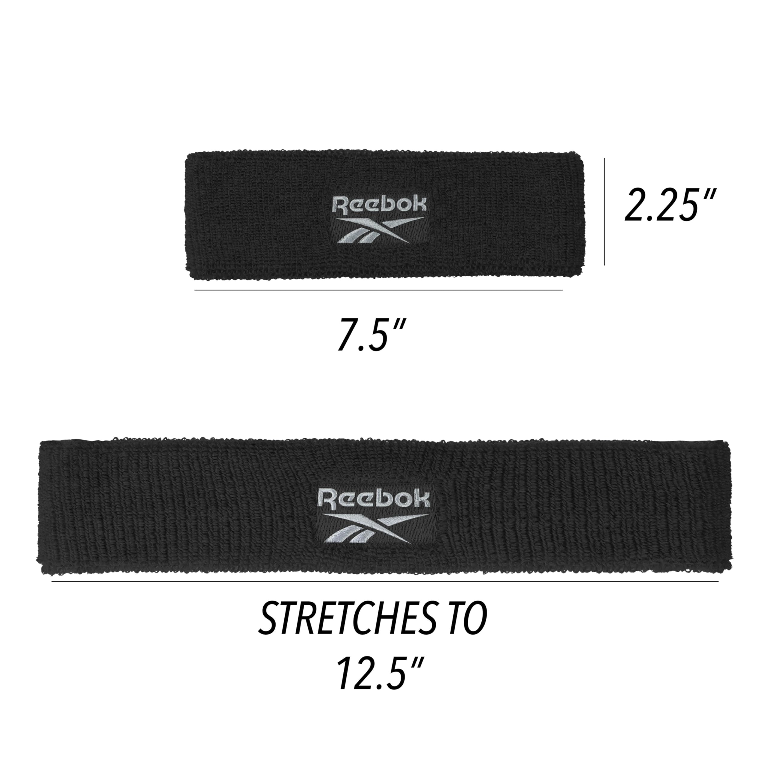 Reebok 1 x opaska treningowa unisex o szerokości 5,7 cm z technologią Stay Dry, tkanina odprowadzająca wilgoć, wysokiej jakości akcesoria do włosów na siłownię dla aktywnego komfortu