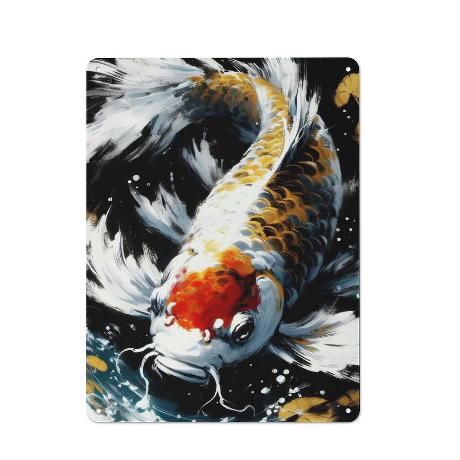 Junmoney Style-3 Koi Fish Painting Tin Sign 40X30cm, Vintage Home Bar Decor For Cafe, Pub, Workshop Or Home Bar, For Relaxed Wall Styling