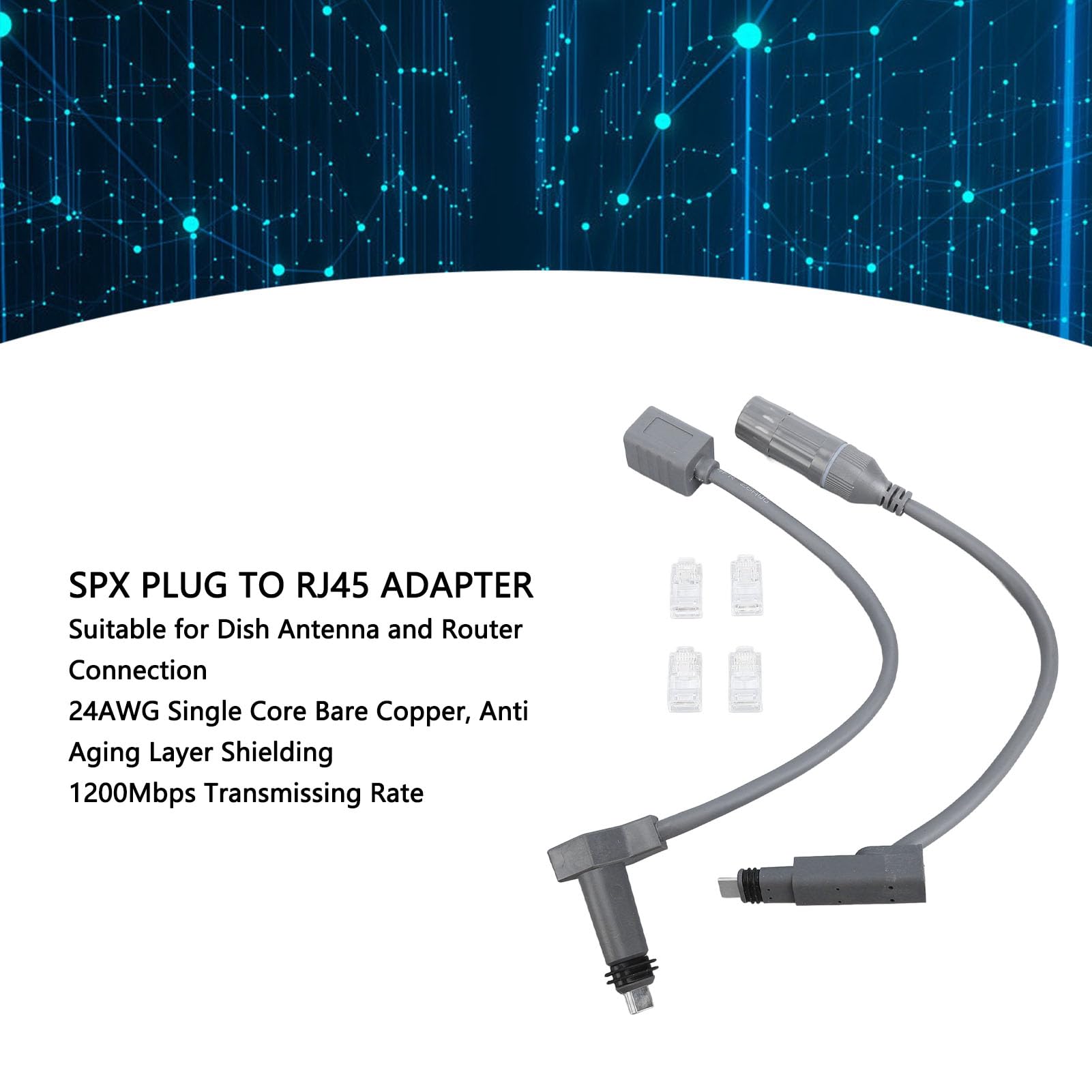 KIMISS SPX Adaptateur Prise vers RJ45 – Extension de Câble de Connecteur Mâle vers Femelle pour Antenne Parabolique Gen 2 et Routeur, Connecteurs Femelles RJ45 étanches Faciles à Installer
