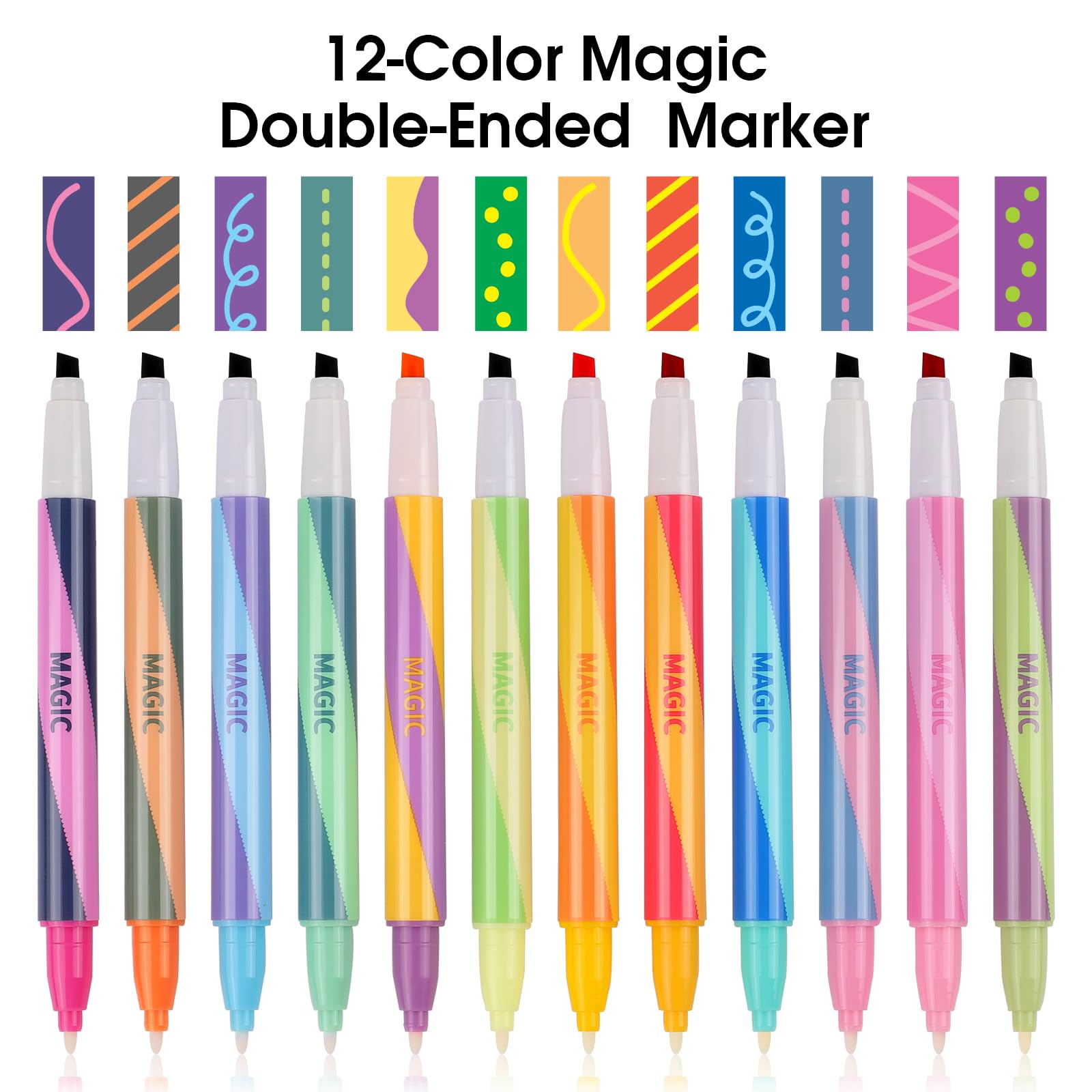 Snapklik.com : 12 Pack Magic Color-Changing Markers, Double-Headed ...