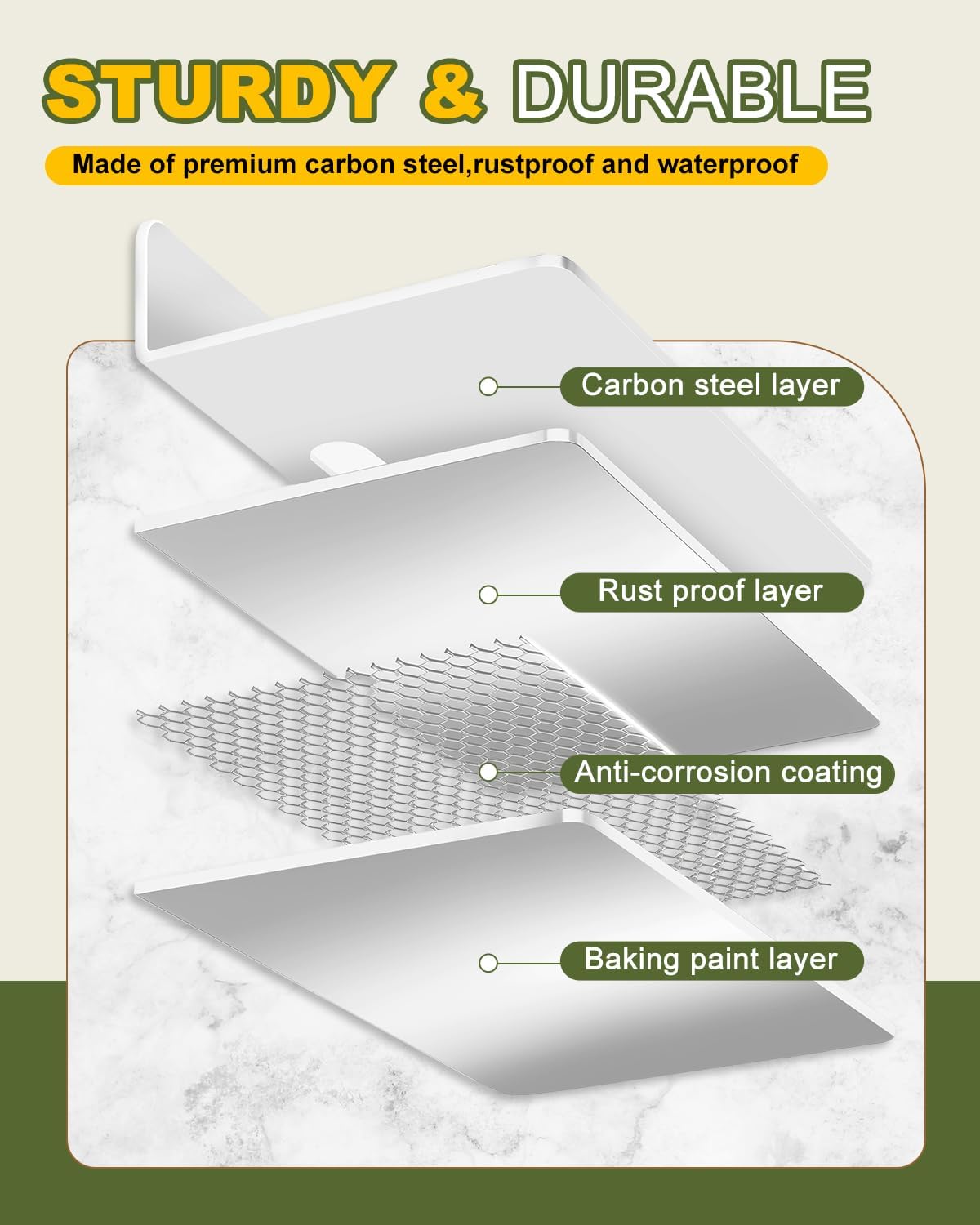 eZAKKA Wall Shelf Small,12" Metal Wall Shelves Display Ledges for Storage & Decoration for Home Decor, Bedroom, Kitchen, Living Room, Bathroom, 2 Pack, White