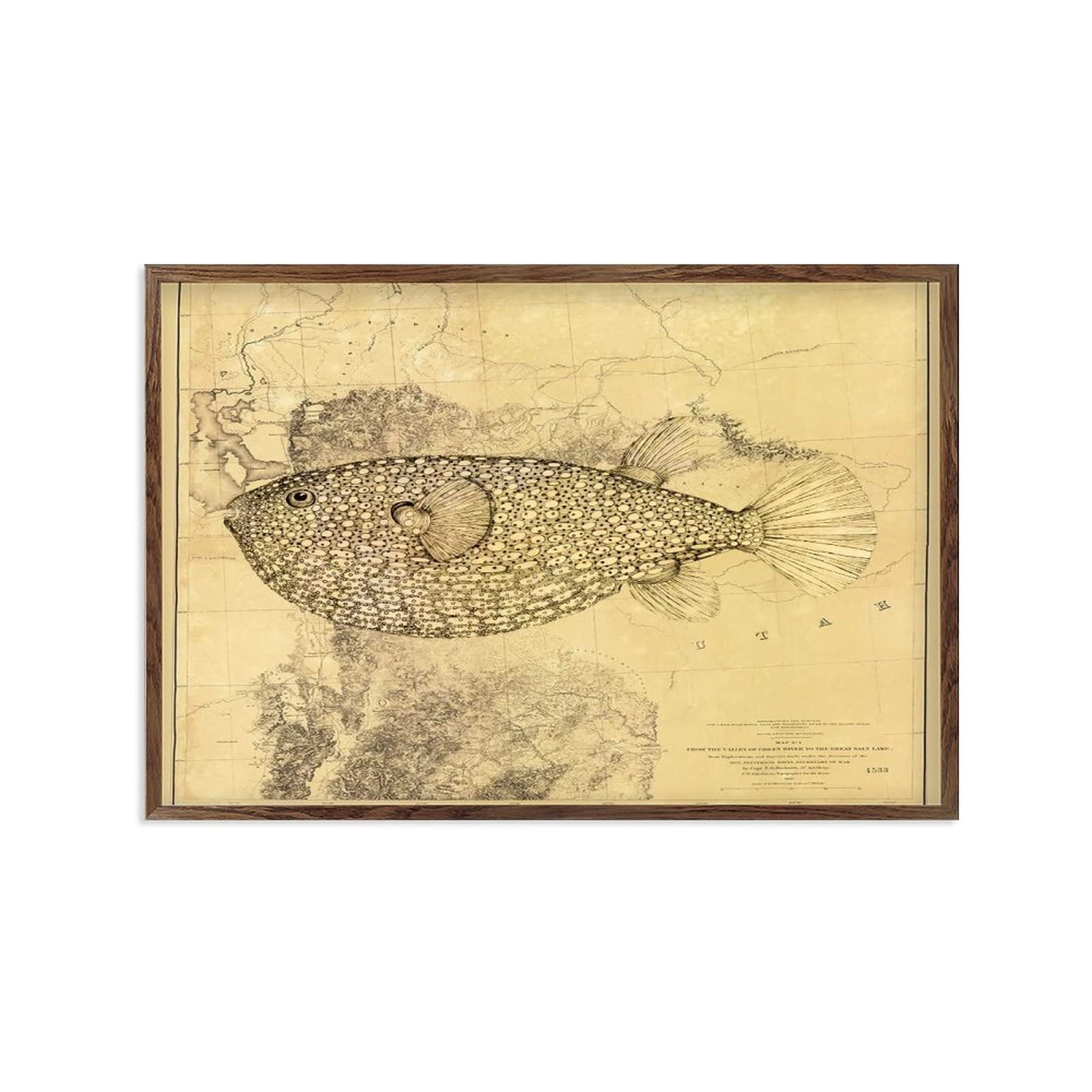 Tableau bois rustique sous l'eau déco murale pour cuisine terne