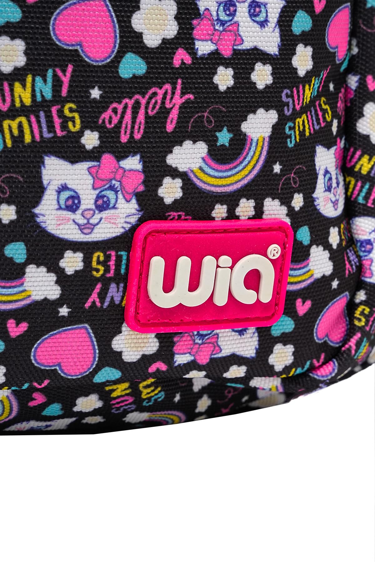 Wia Sweet Cat 3 Bölmeli Okul Çanta Seti, Tek Ebat, SWG-007, Siyah, kız-çocuk
