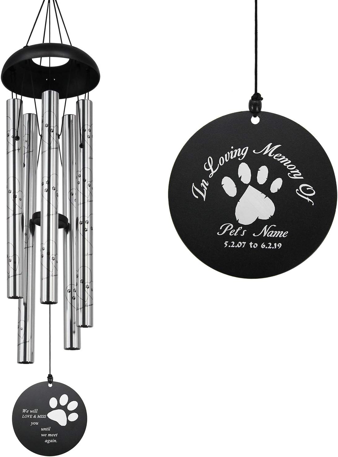 Amazon.com : Personalized Pet Memorial Wind Chime, Loss of Dog Wind ...