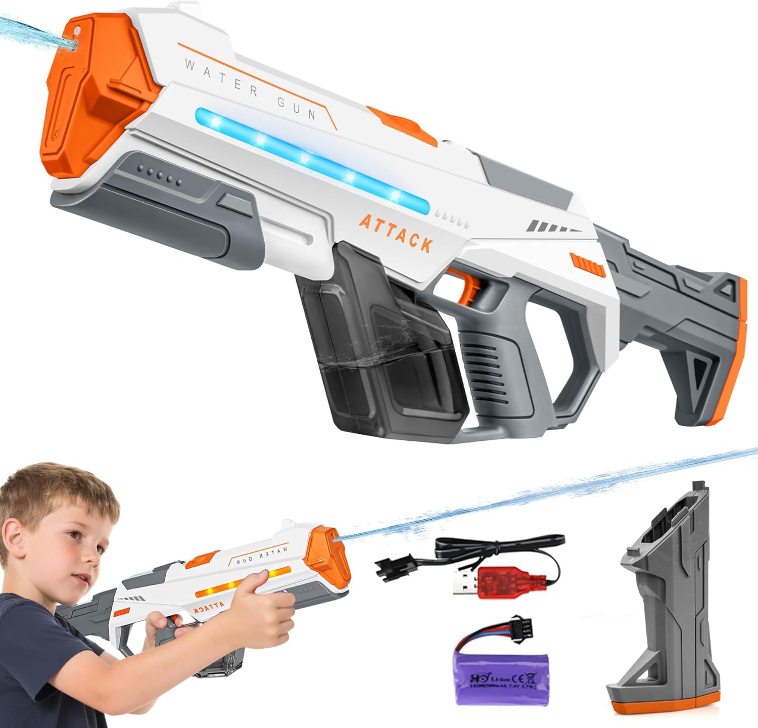 Electric Water Gun with Light Up & Large Capacity