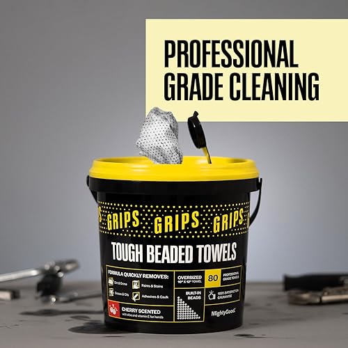 Vista 4 de MightyGood. Grips - Toallas para fregar con cuentas, 1 paquete, 80 toallas húmedas extra grandes de 10 x 12 pulgadas, recipiente resistente, aroma