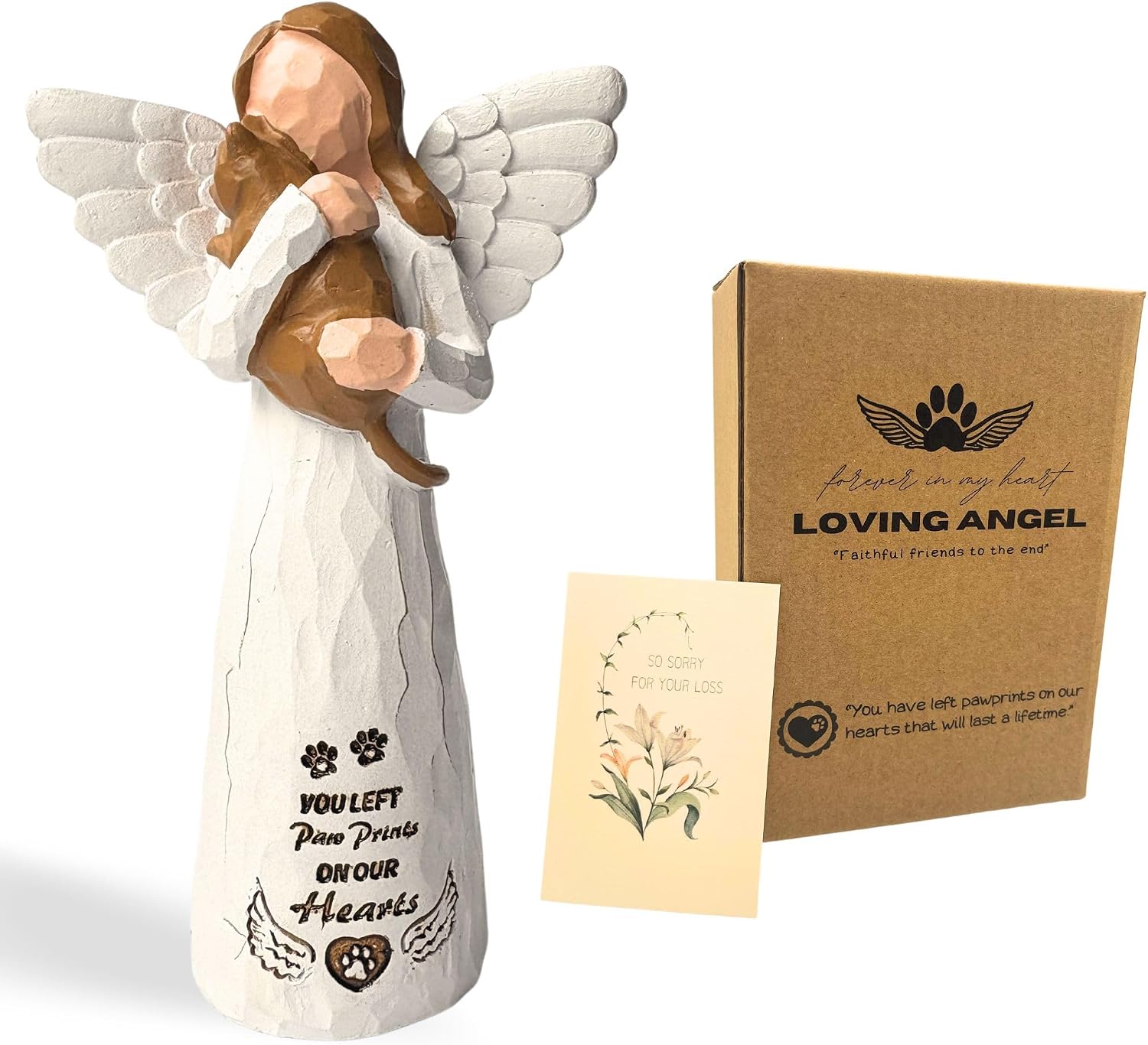 Cat Memorial Gifts for Loss of Cat, Pet Memorial Gifts for Cats, -Cat Statue Sculpted Hand-Painted Angel Figurines – Loss of Cat Sympathy Gift, Pet Loss Sympathy Gift, Cat Remembrance Gifts(Grey)